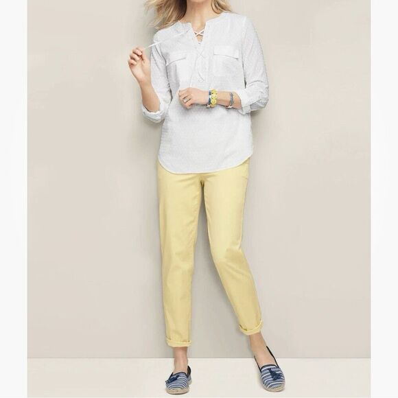 Talbots Yellow Soft Cotton Twill Relaxed Chino Pants Size 10P Trouser Preppy NWT - Picture 1 of 8